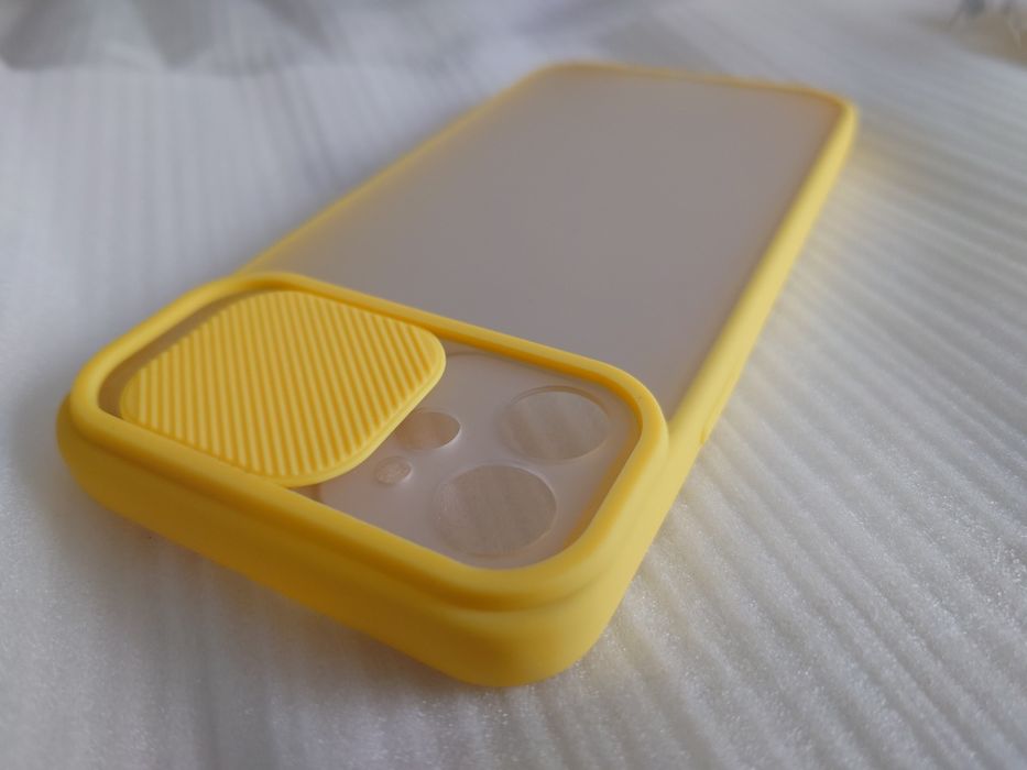 Etui do iPhone 12 mleczne Camshield żółte Plecki Case Nowe