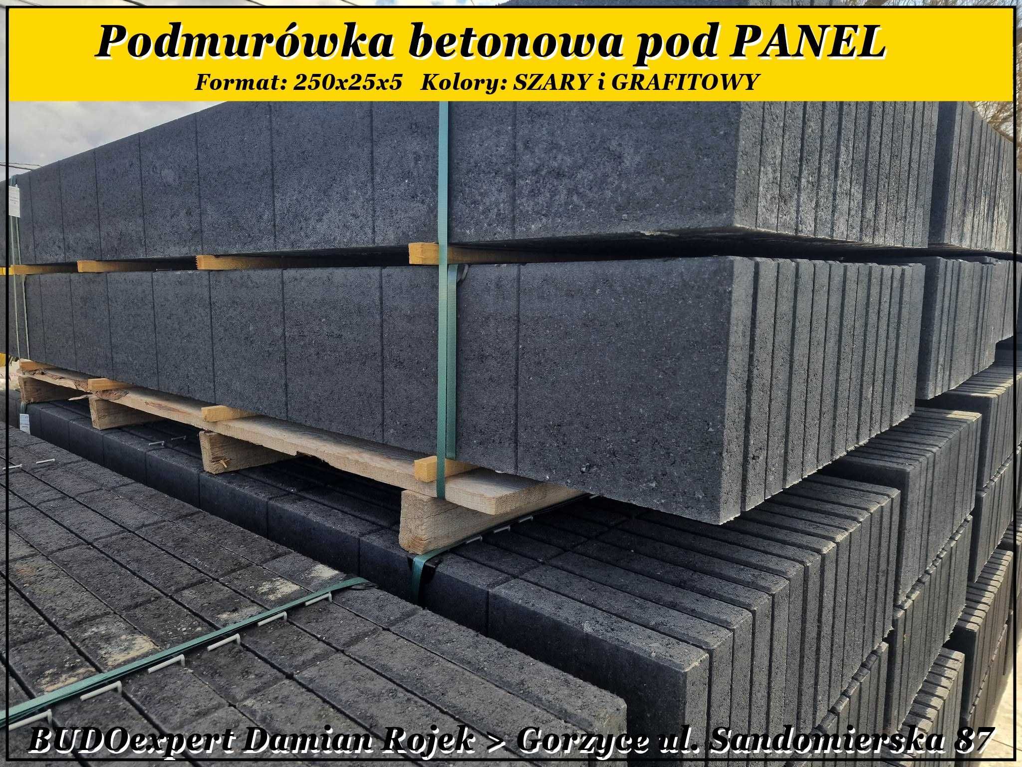 Betonowa podmurówka pod panel 250x25x5 gładka szara deska betonowa