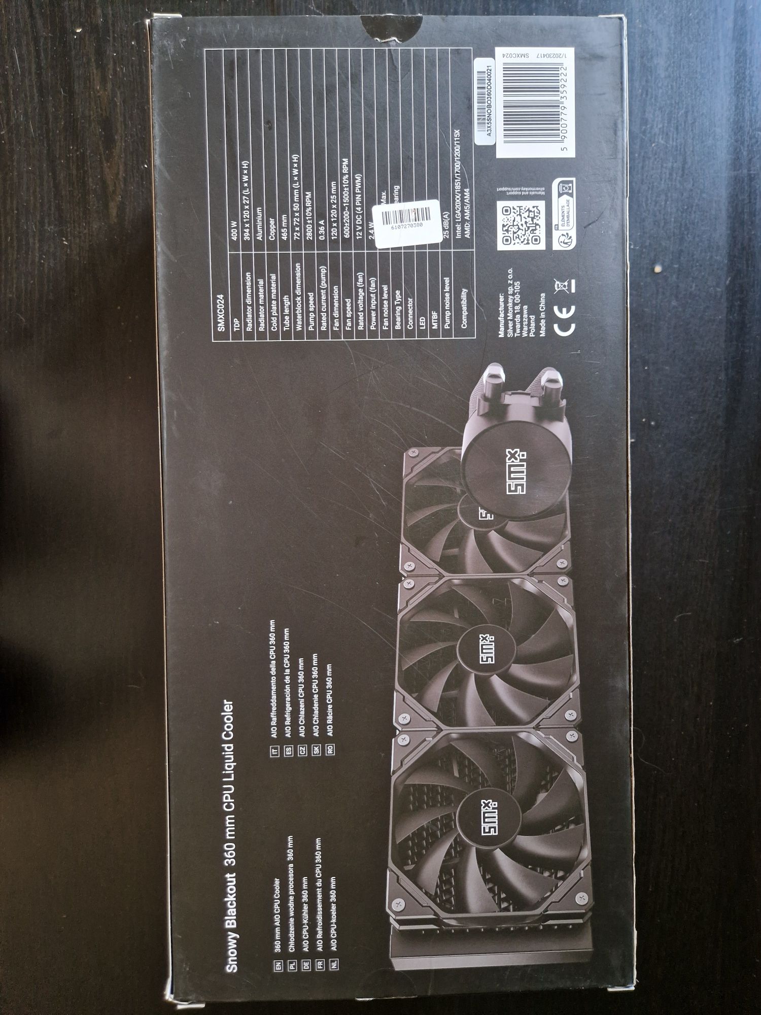 Chłodzenie wodne Silver monkey Snowy blackout 360 (3x120mm)