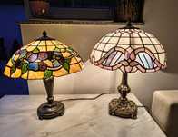 Lampy witrażowe stołowe / nocne Tiffany Art deco mosiądz