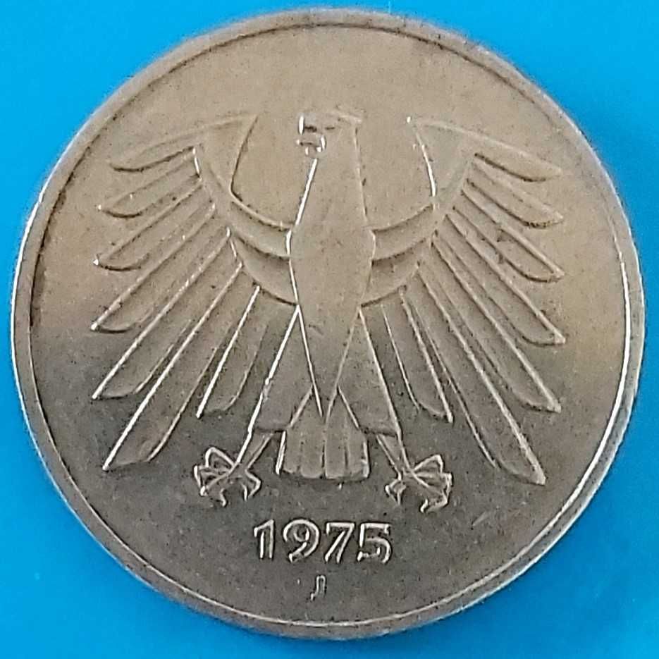 5 Marcos alemães de 1975 "J"