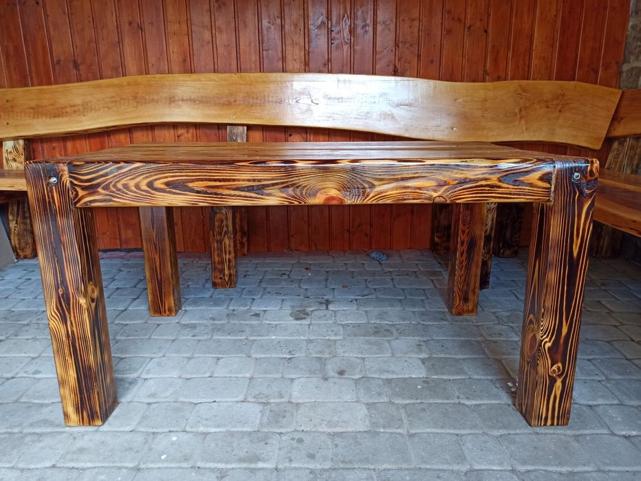 Stół drewniany zestaw ogrodowy altana