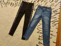 JAK NOWE Spodnie 140 Reserved jeansy dżinsy z lampasami czarne