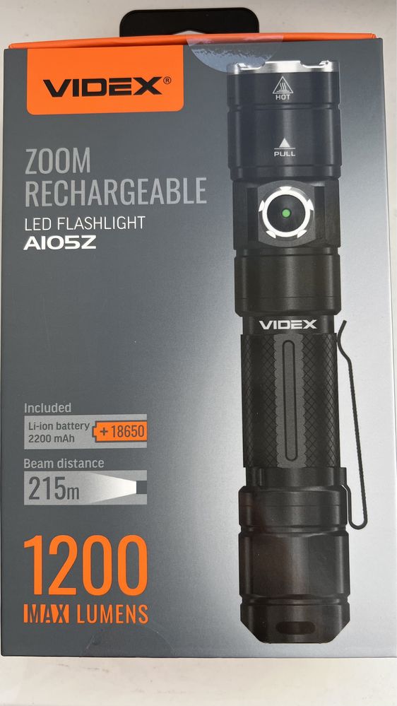 Фонарик Videx  Zoom Rechargeable led flashlight A105Z (ліхтарик)