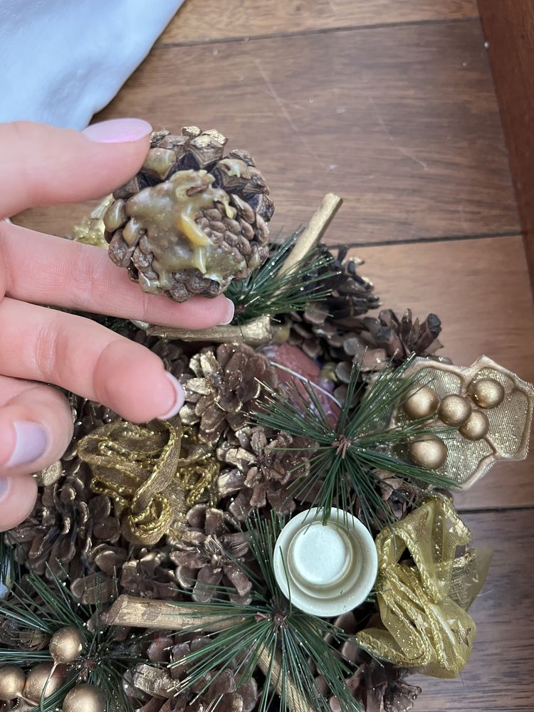 Stroik świąteczny świecznik ręcznie robiony handmade