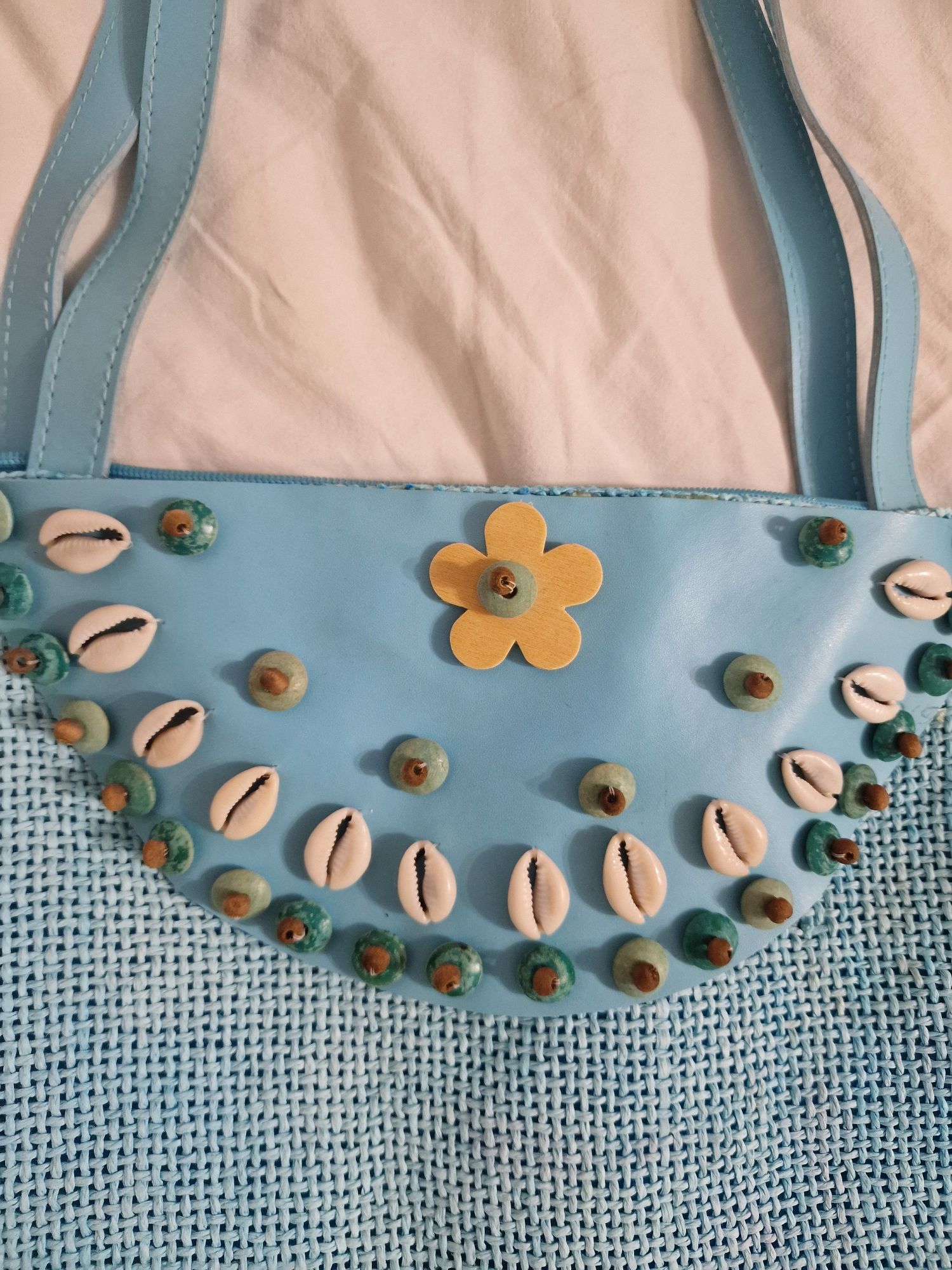 Błękitna torba na ramię niebieska shopperka y2k  torba plażowa