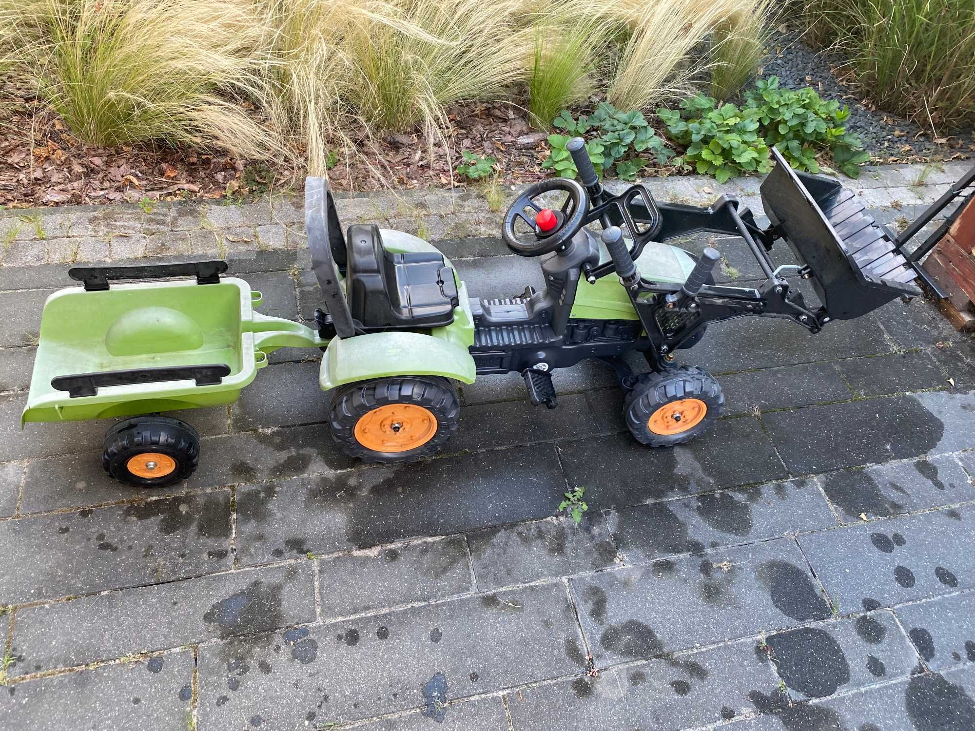 Falk Claas traktor na pedały z łyżką i przyczepką