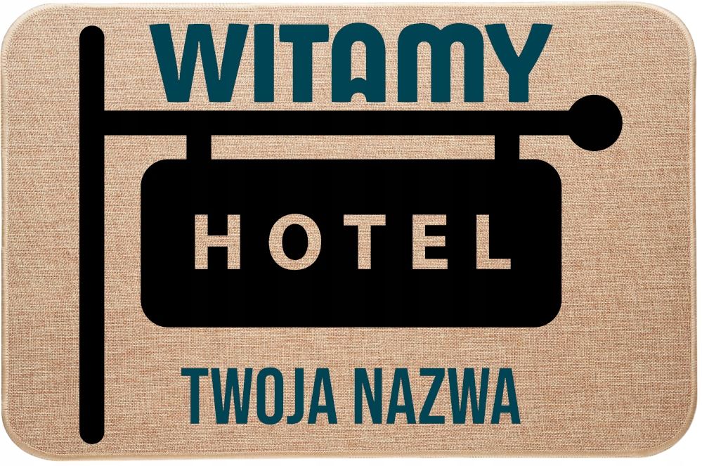 Wycieraczka lniana pod drzwi do Hotelu Witamy Hotel + Twoja Nazwa