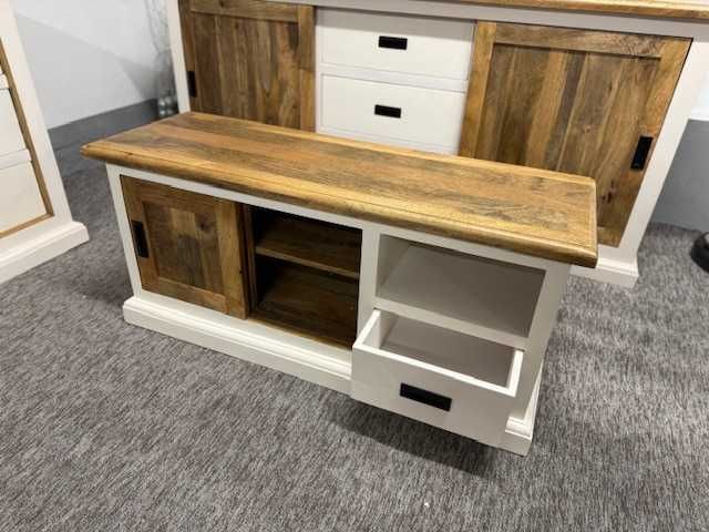 Wyjatkowa biała Szafka pod tv drzewo mango styl LOFT seria Beige f-Vat