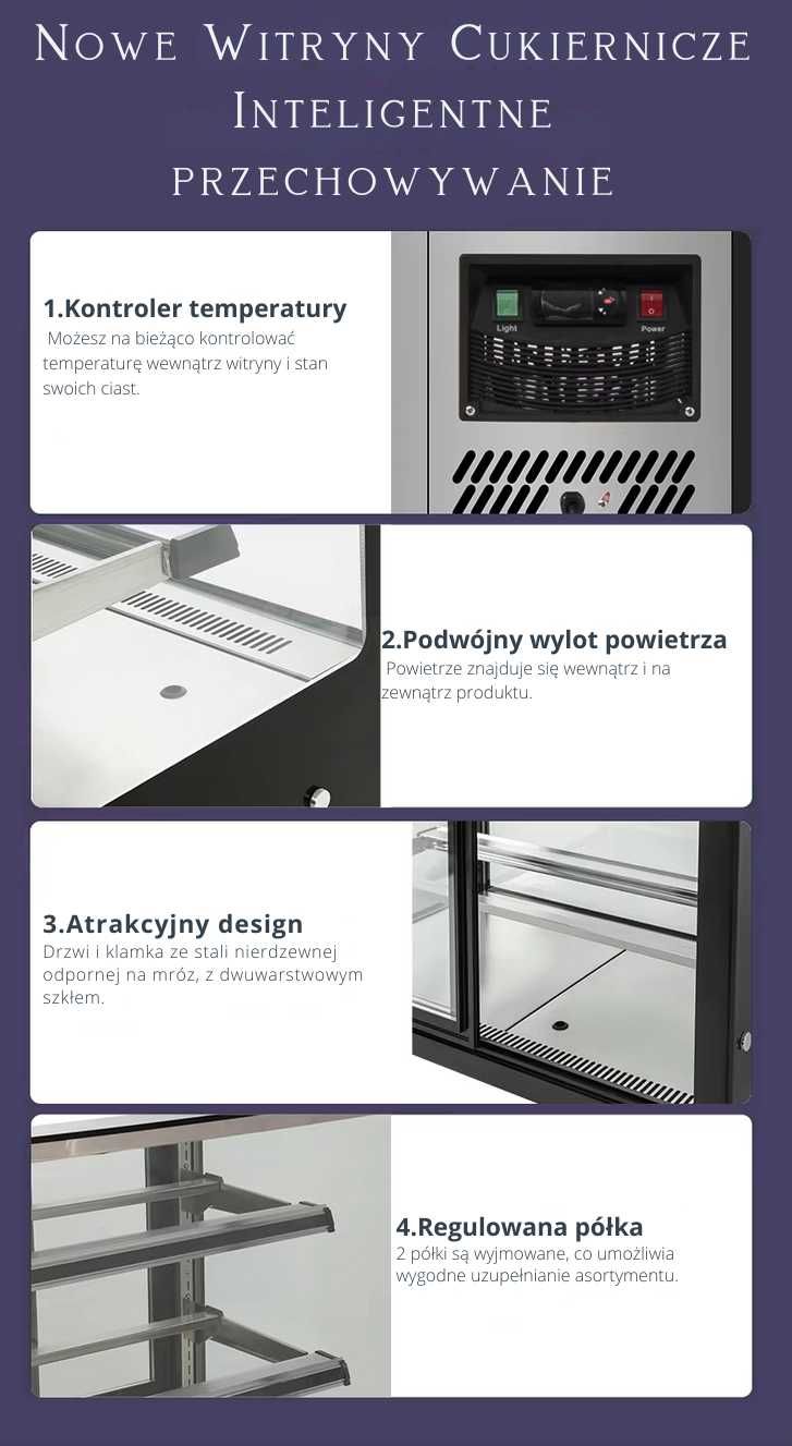 Witryna cukiernicza -90 cm RB-900A2 /3 półki NOWA! GWARANCJA! OD RĘKI!
