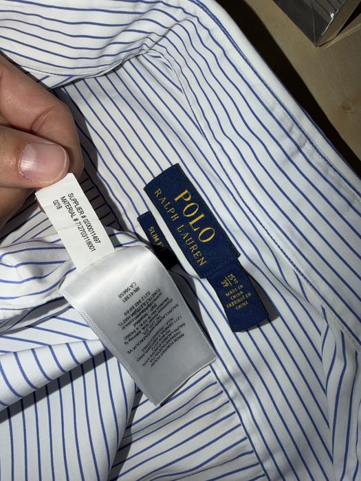 Camisa Ralph Lauren- Branca com riscas azuis - Slim fit - 39