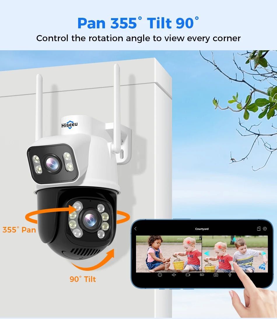 Câmara de Vigilância Lente Dupla * Rotativa sem fios * WiFi* 4K * 6MP