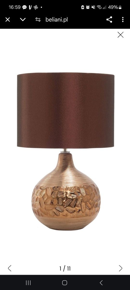 Lampka nocna porcelanowa brązowa