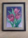 Haft krzyżykowy handmade obrazek tulipany