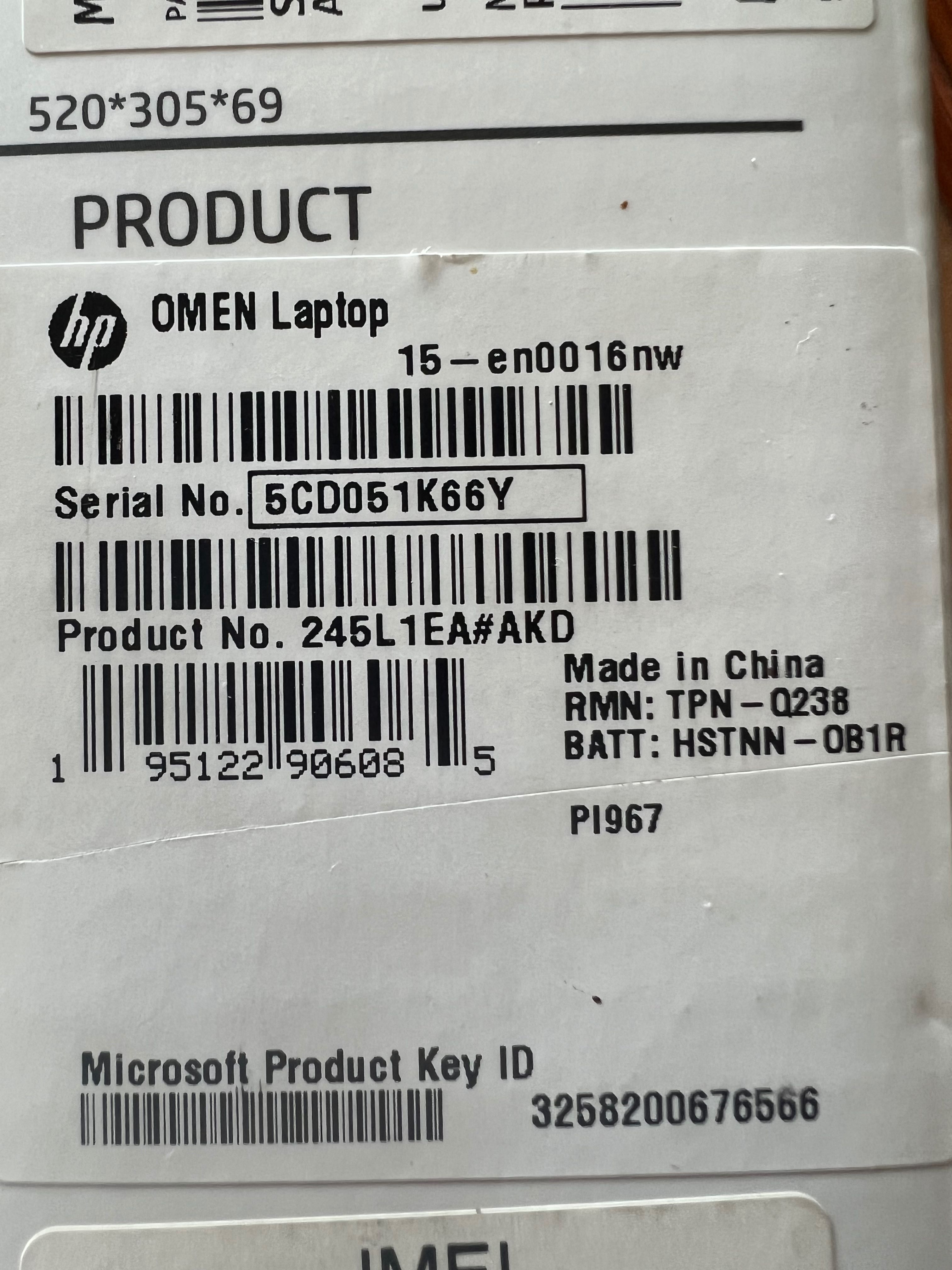 Laptop HP omen 15 cali