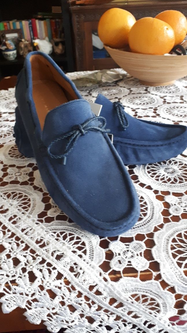 Buty mokasyny  Zara skora naturalna zamsz