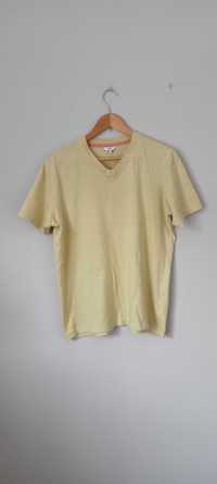 Bluzka t-shirt w serek pastelowy żółty 100% bawełna