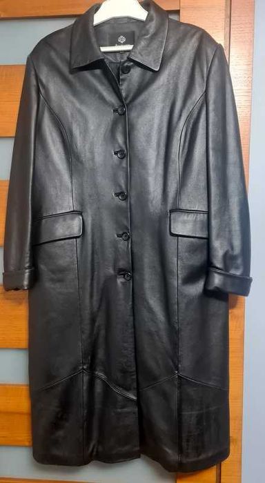 Płaszcz damski skórzany skóra naturalna czarny 6XL stan bdb-