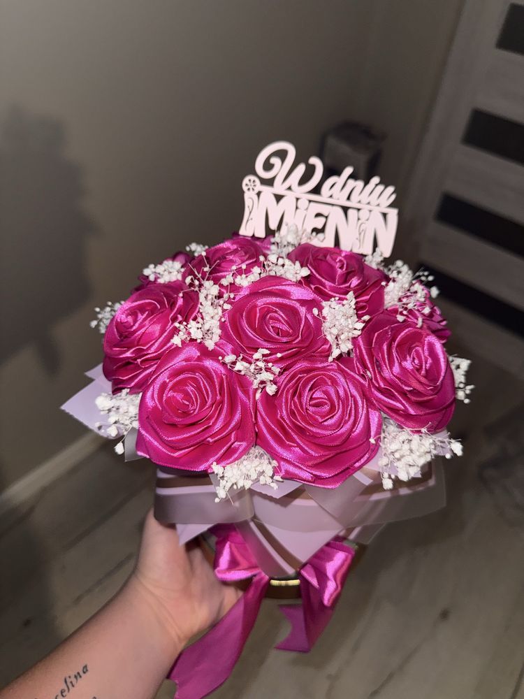 Bukiety ze wstażek wieczne roze