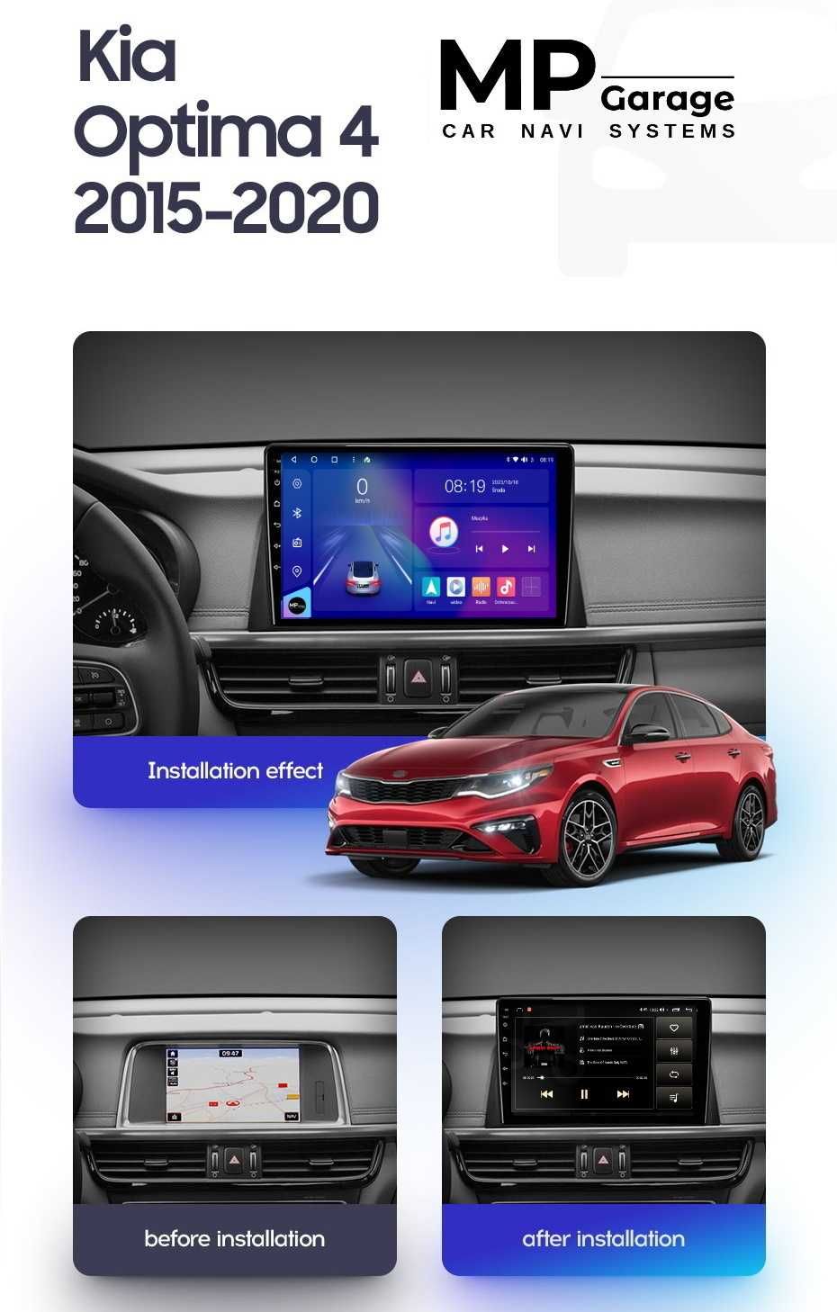 KIA OPTIMA_4 Radio Android 4G LTE Qled CarPlay AA Montaż