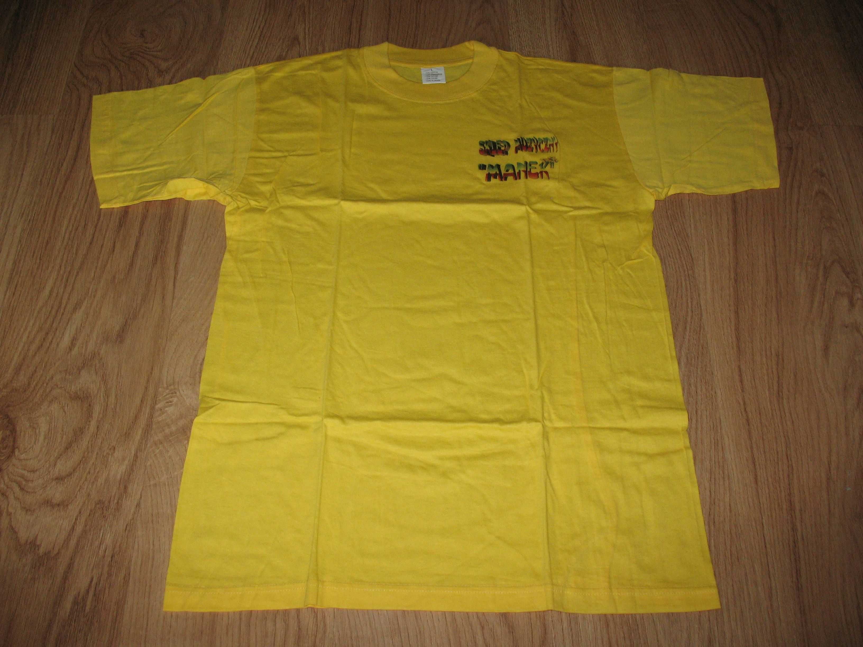 Koszulka T-SHIRT bawełna, żółta z nadrukiem L