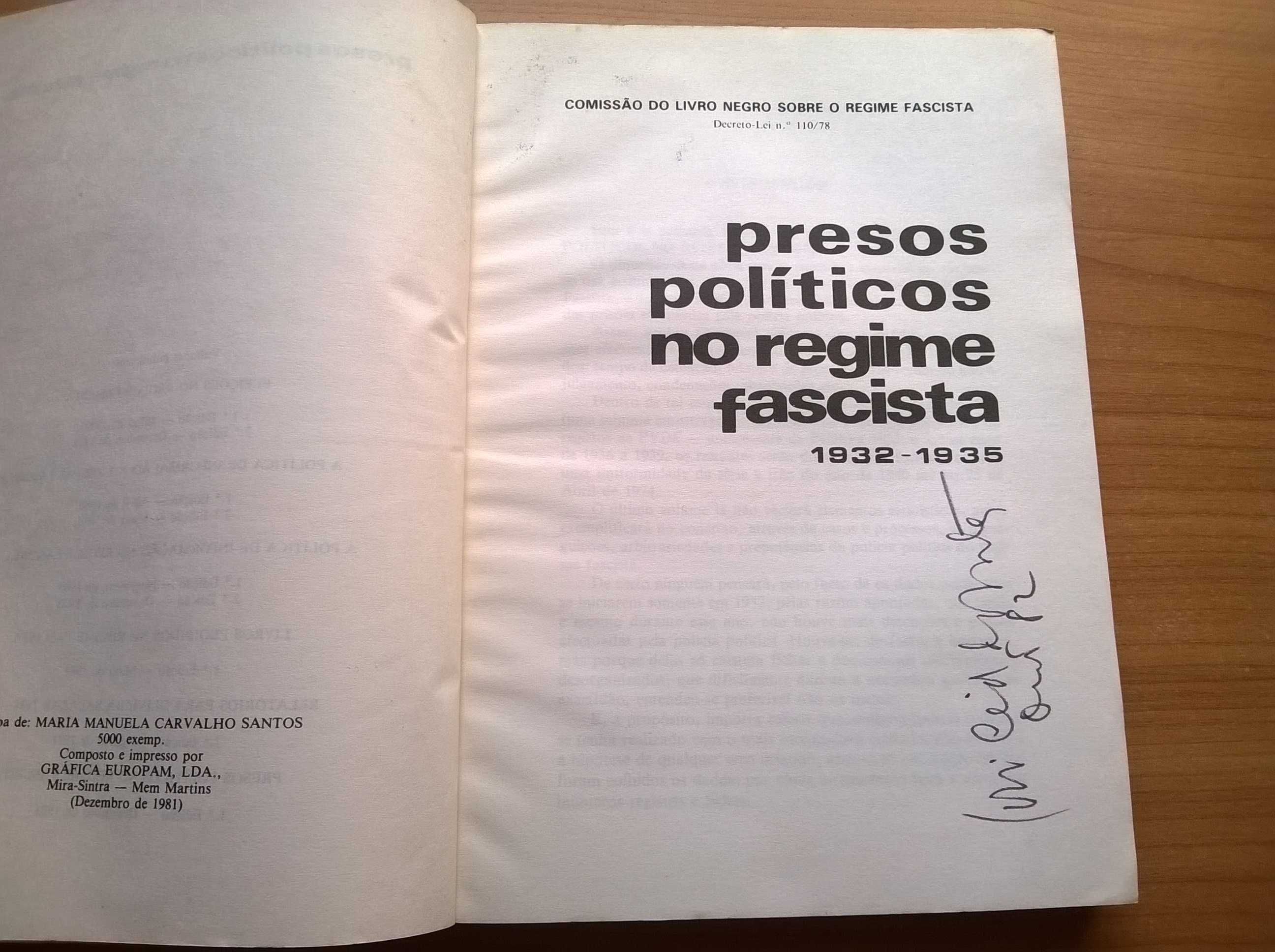 Presos Políticos no Regime Fascista 1932/1935 - Pres. Conselho de Min.