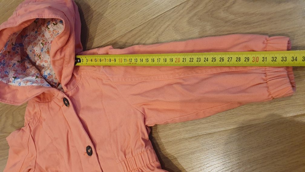 Płaszczyk kurtka dziewczęcy wiosenny jesienny z kapturem 86 92 M&S
