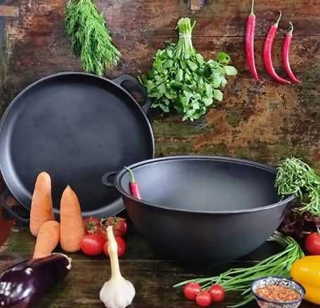 Казан узбецький чавуний /чугун WOK 12л, 8л, 18 з кришкою - сковородою