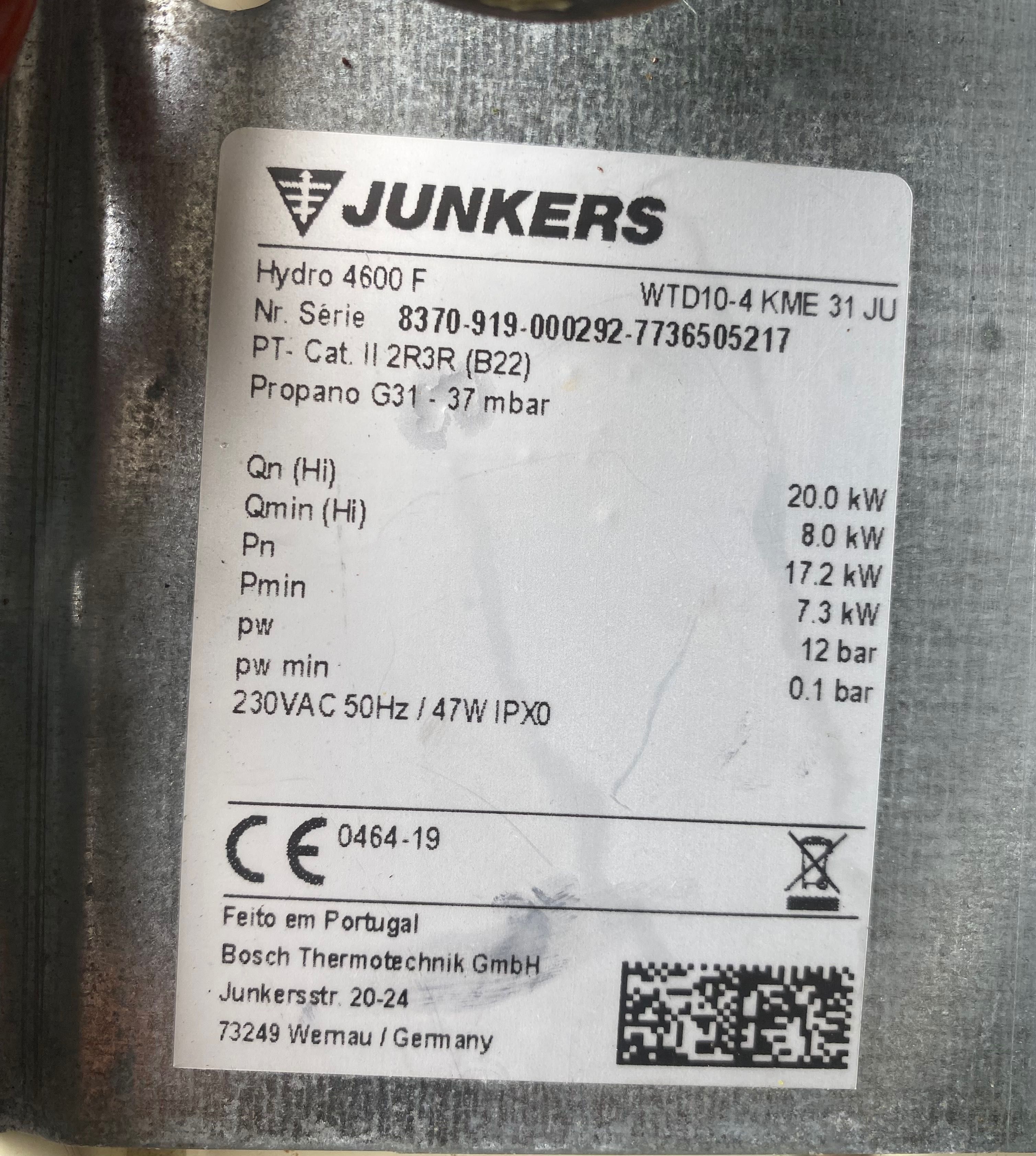 Esquentador Junkers 11 Litros inteligente