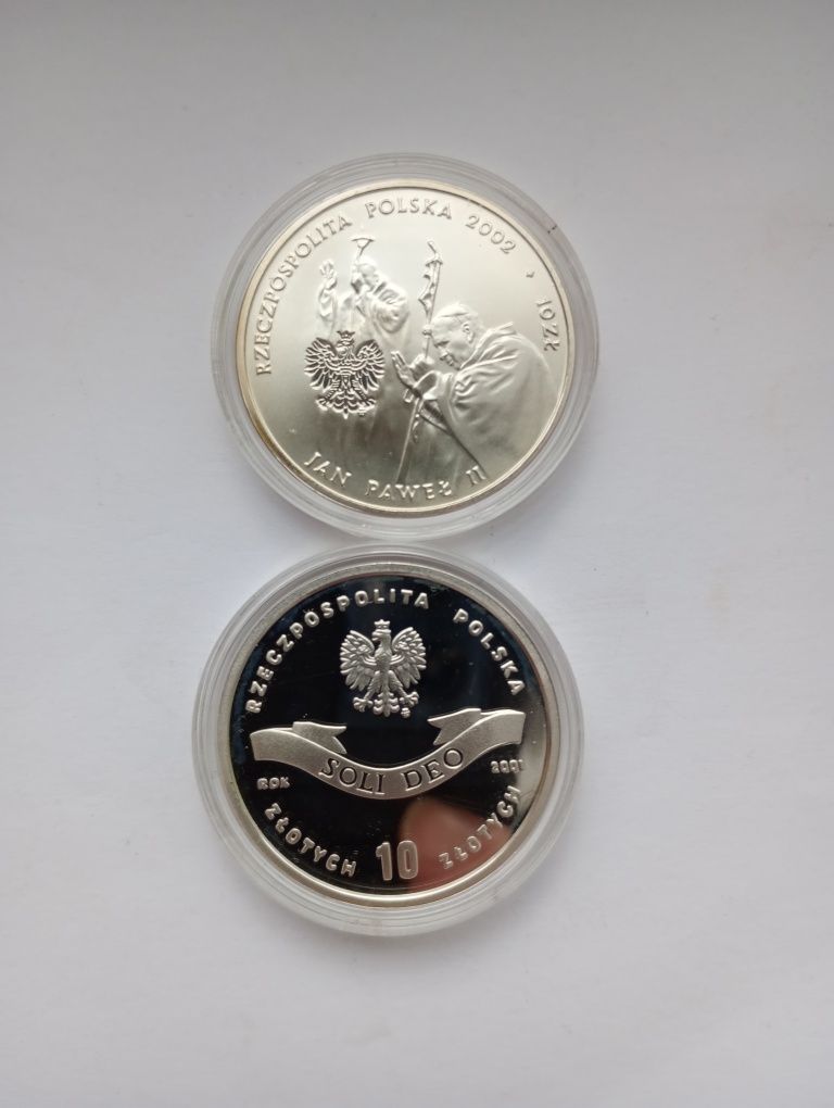 Zestaw srebrnych monet 10 zł.