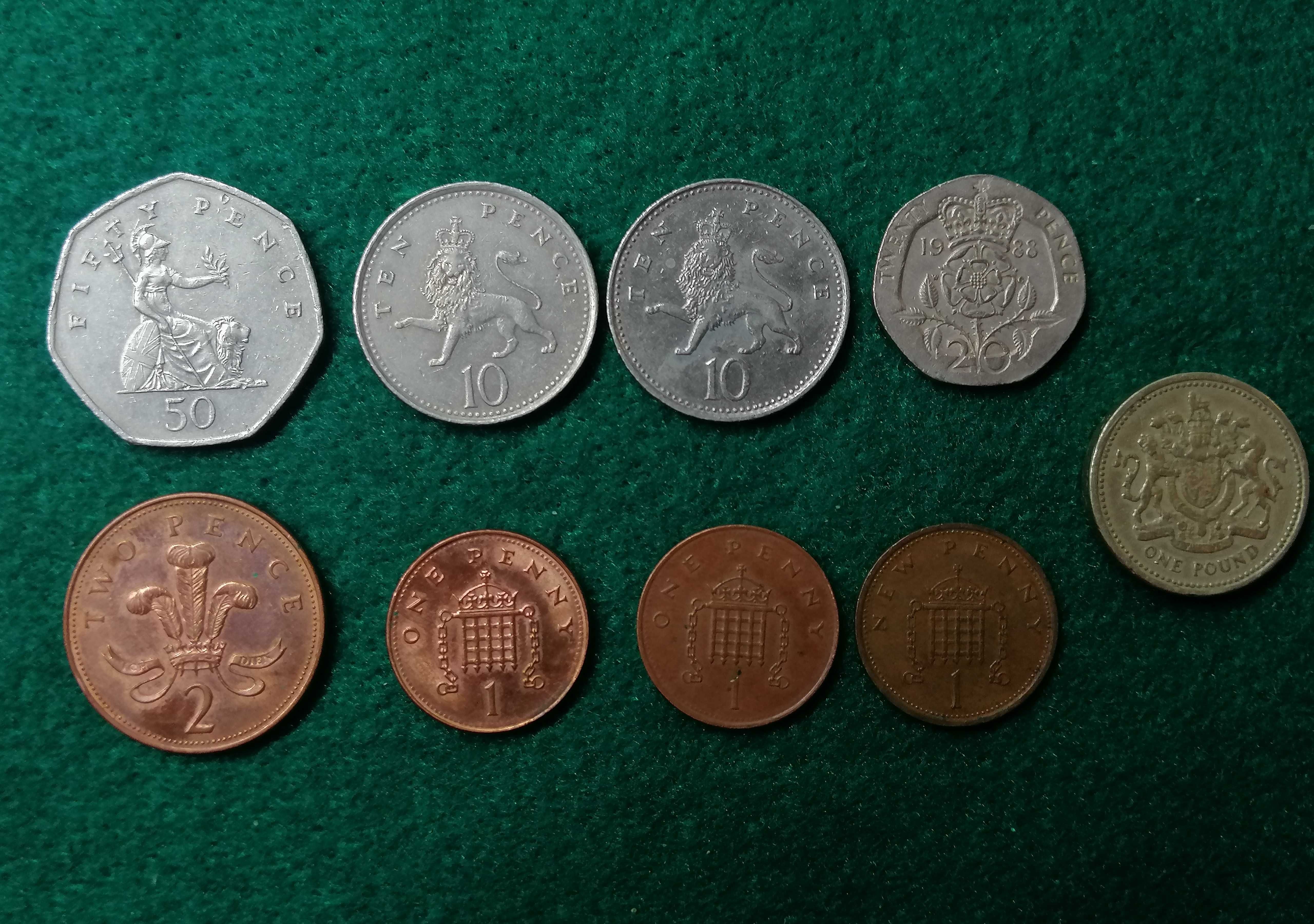 Monety brytyjskie 9szt