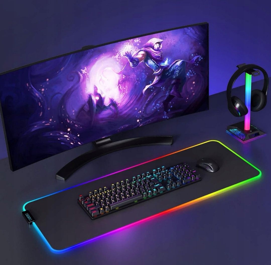 Stojak  Uchwyt słuchawkowy  Podświetlenie RGB 2XUSB Sterowanie dotykow