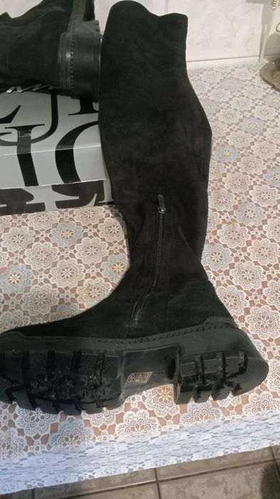 Сапоги жіночі високі єврозима натуральна замша 37 розмір