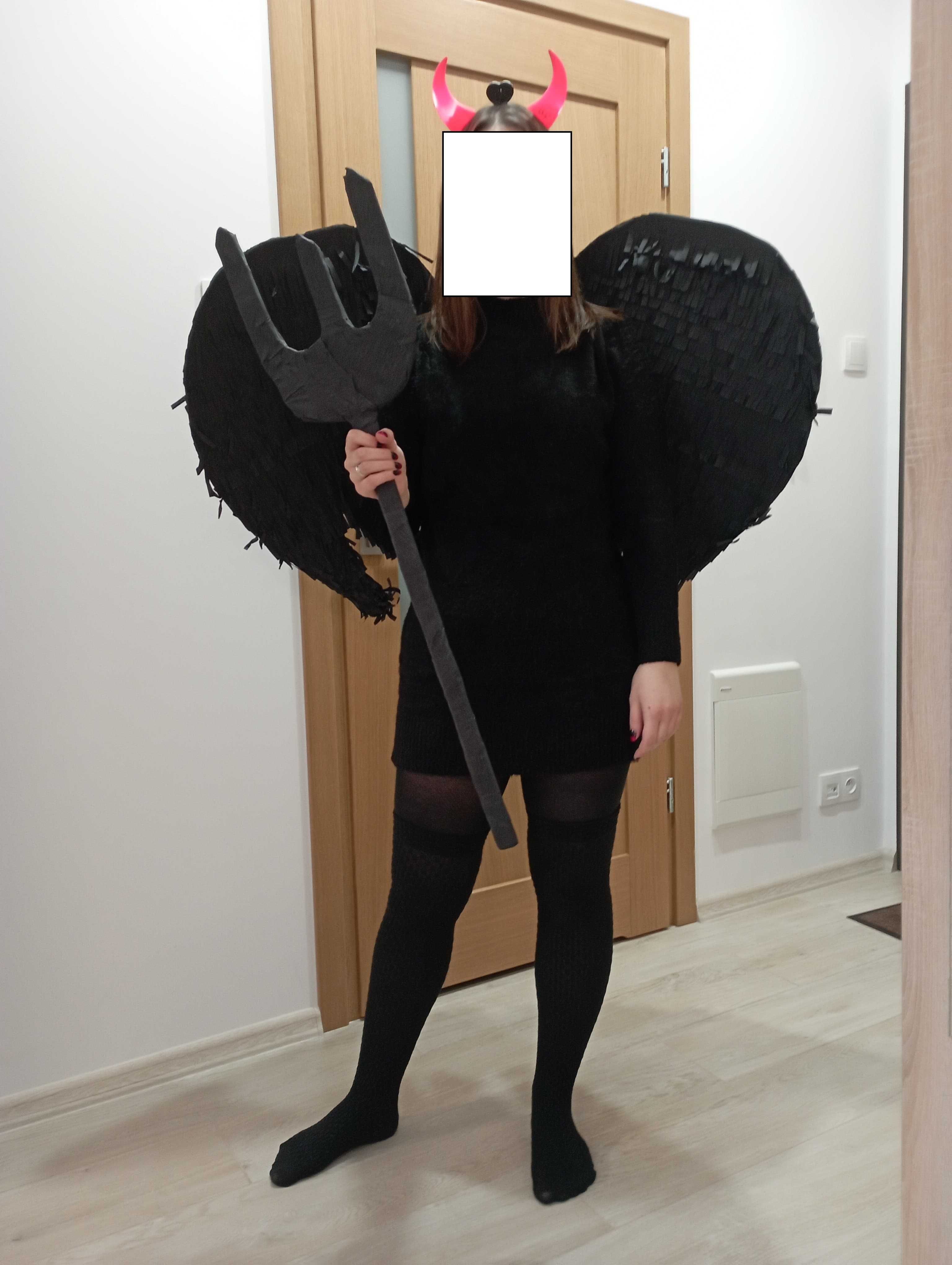 Strój na halloween bal przebierańców diabła / diablicy, skrzydła, widł