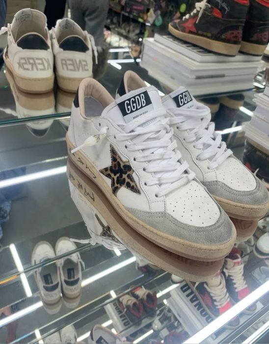 Шкіряні кеди golden goose з леопардовою зіркою