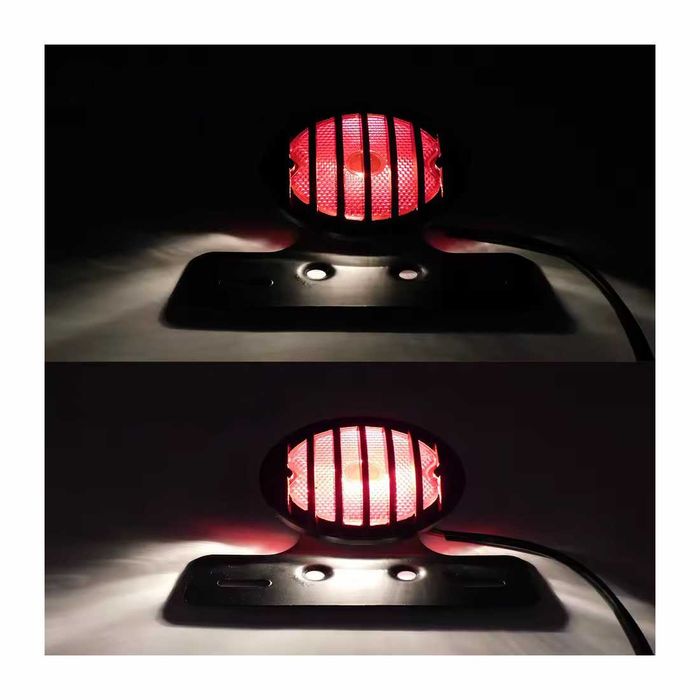 Farolim traseiro LED 12V suporte matrícula central - chopper bobber