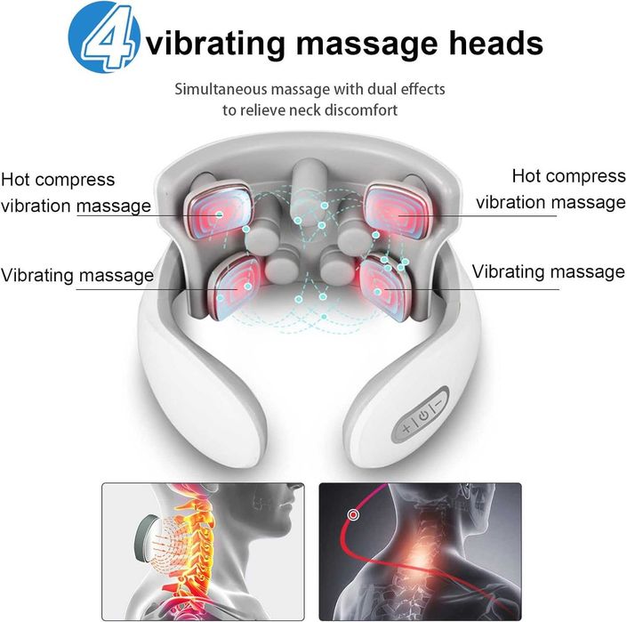 Masażer na szyję, 6 trybów pulsacji, elektryczny masażer do relaksacji