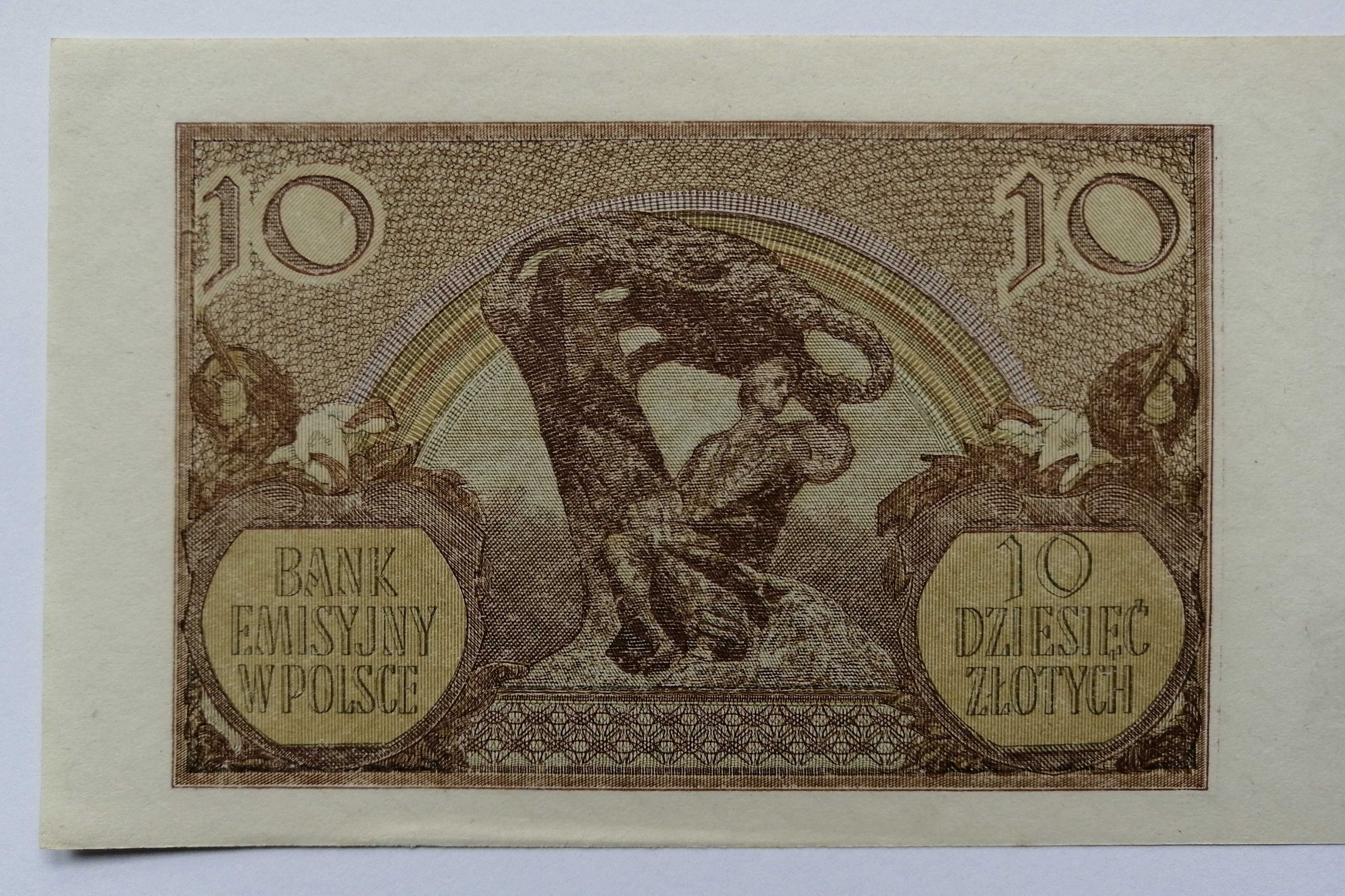 Banknot Polska - 10 złotych - 1940 rok.Ser. J ( z paczki bankowej )