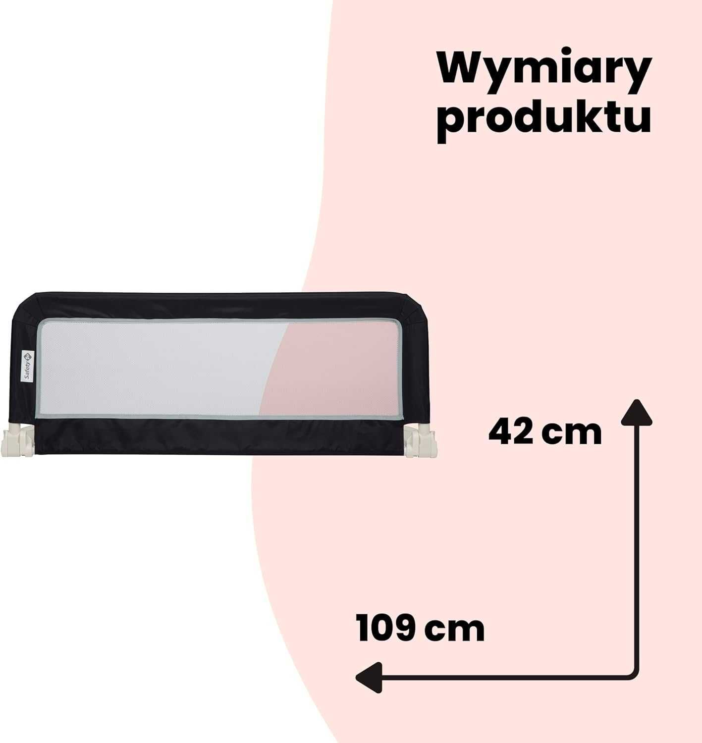 Barierka składana do łóżeczka Safety 1st 106x42 cm ciemnoszara 4919