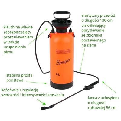 Opryskiwacz ciśnieniowy ręczny 8l sprayer