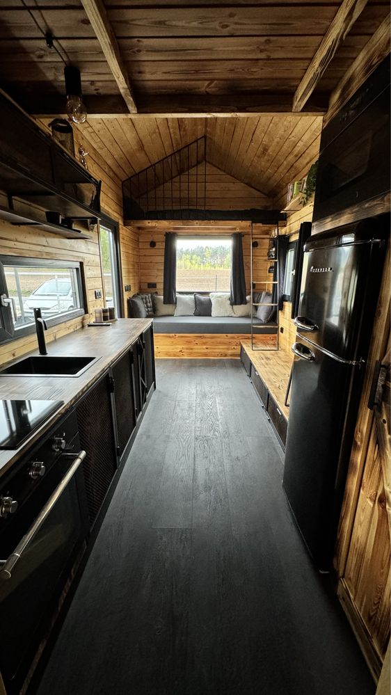 Domek tinyhouse letniskowy na kołach całoroczny wyposażony piękny