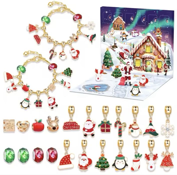 Адвент-календар з дитячими прикрасами — святковий набір для дівчинки
