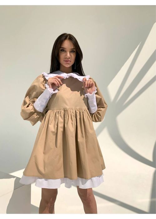 Трендова універсальна сукня в бежевому кольорі. Розмі S,M