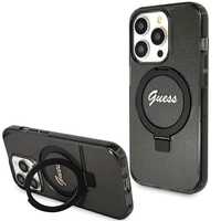 Pokrowiec Guess do iPhone 15 Pro 6,1" Czarny PC, Magsafe, Ring Stand
