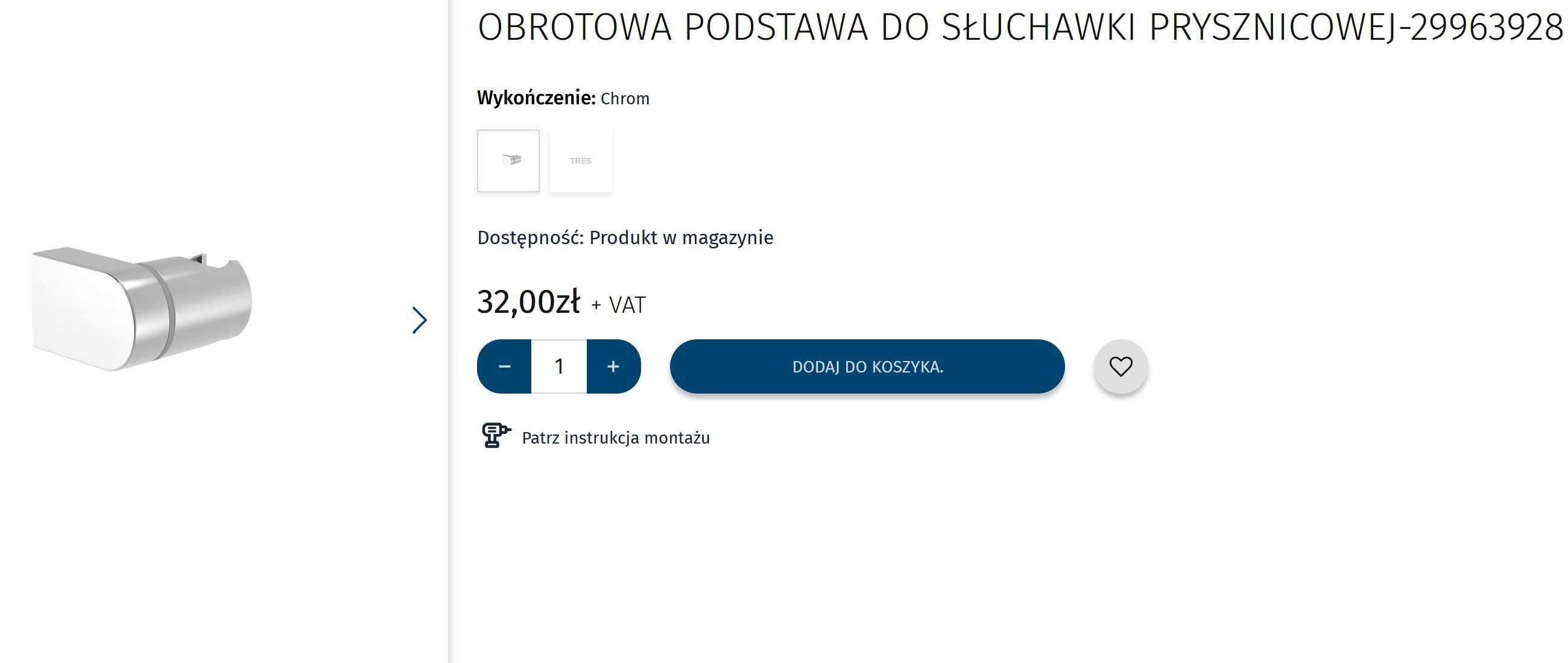 Uchyt do słuchawki prysznicowej Obrotowy TRES - Hiszpania WYSYŁKA