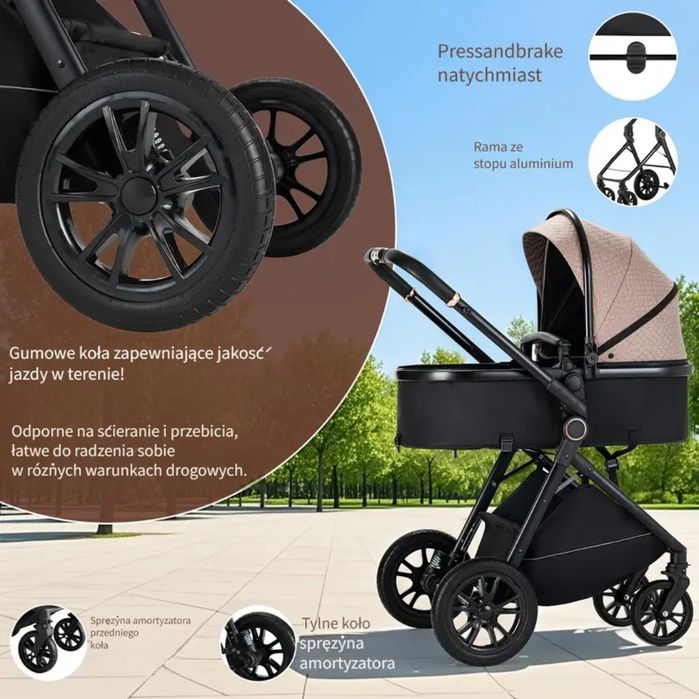 Ekskluzywny wózek 3 w 1 – komfort, styl i bezpieczeństwo w jednym!