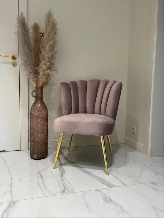 Eleganckie krzesło muszla, styl glamour, prosto od producenta