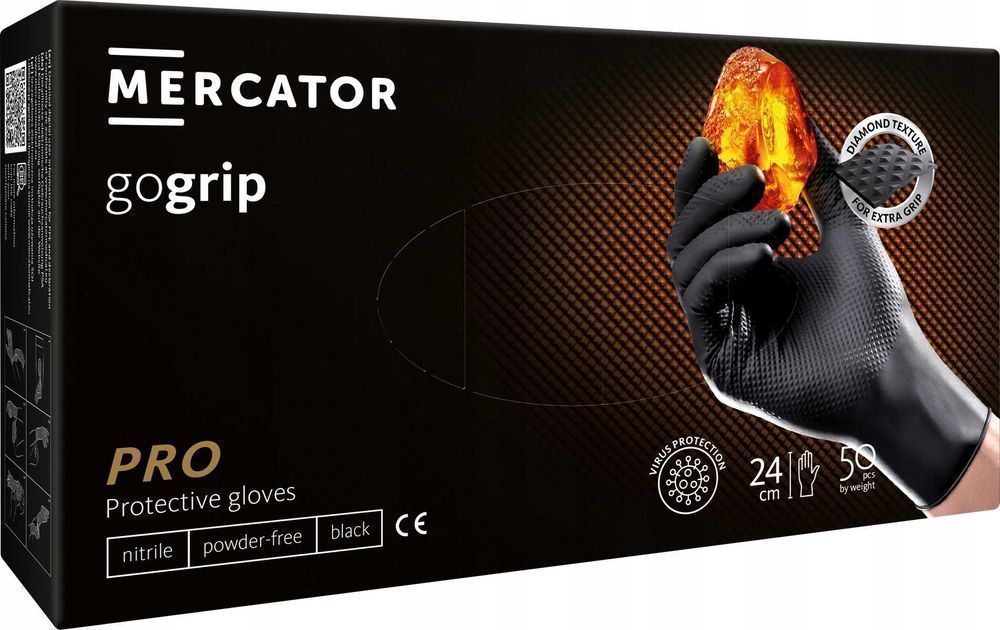 Rękawice Nitrylowe 50 Szt. 9-L Gogrip Black - 10 Op.