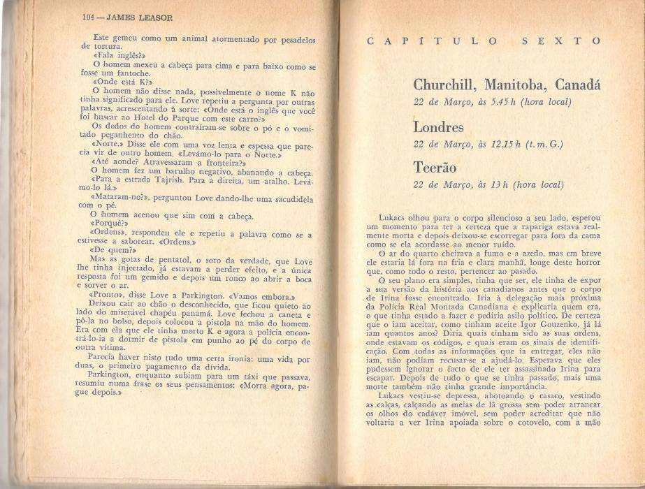 "Passaporte para o Esquecimento" James Leasor, Autores Universais 1964