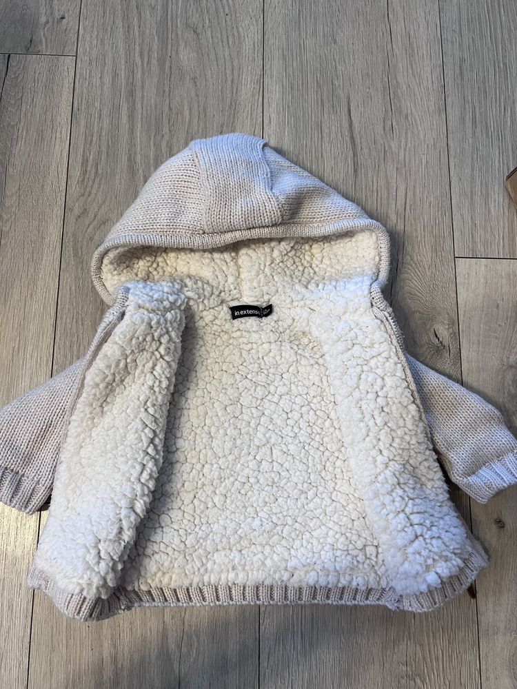 Sweter 62 In extenso gruby warkoczowy ciepły kurtka chrzest
